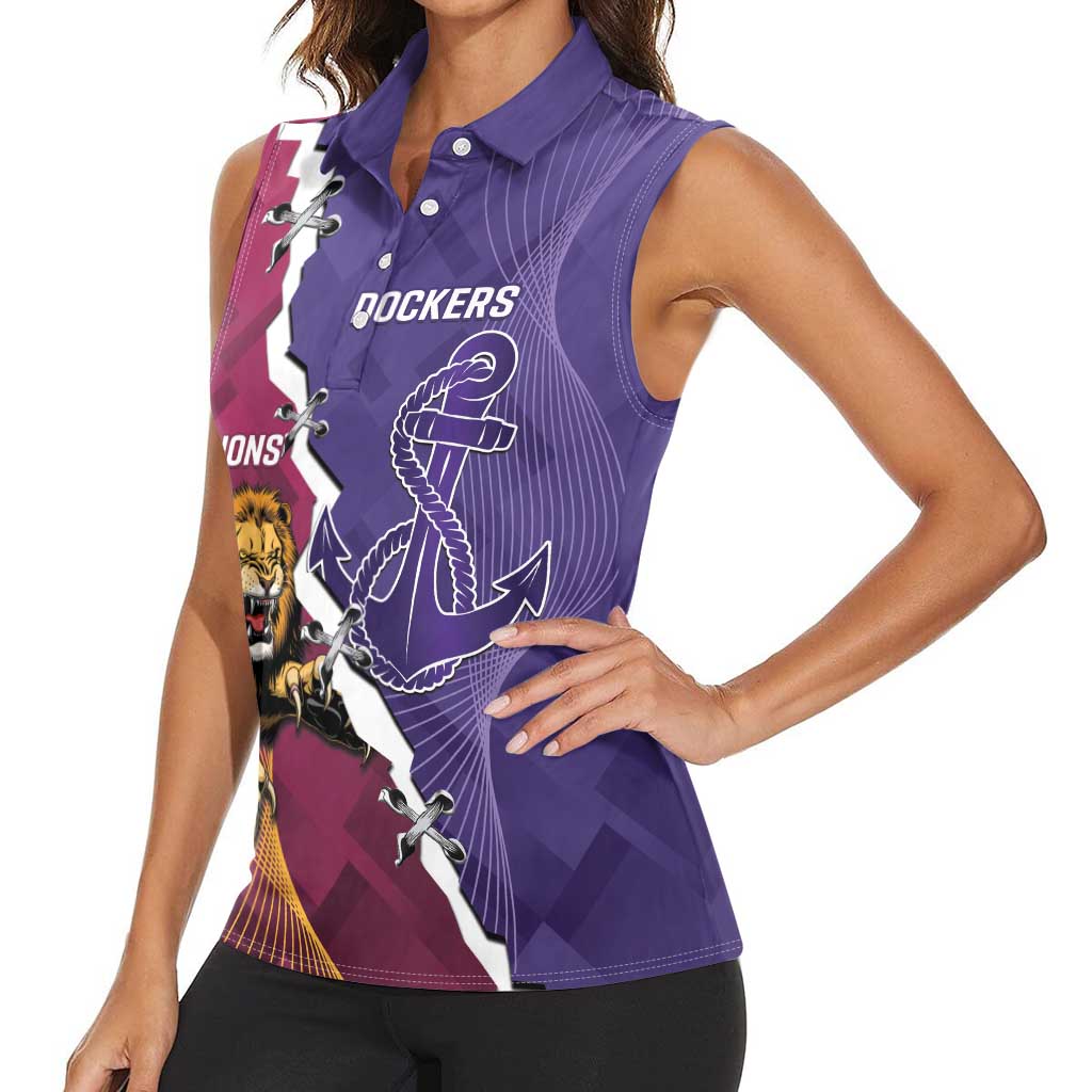 Dockers And Lions Football Custom Women Sleeveless Polo Shirt 2025 Sporty Dynamic Version - Aussie Hoodie