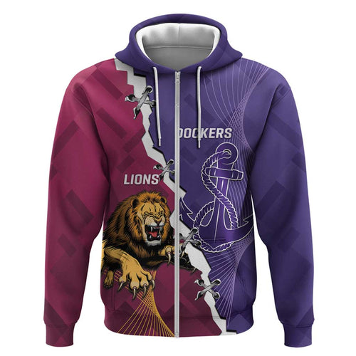 Dockers And Lions Football Custom Zip Hoodie 2025 Sporty Dynamic Version - Aussie Hoodie