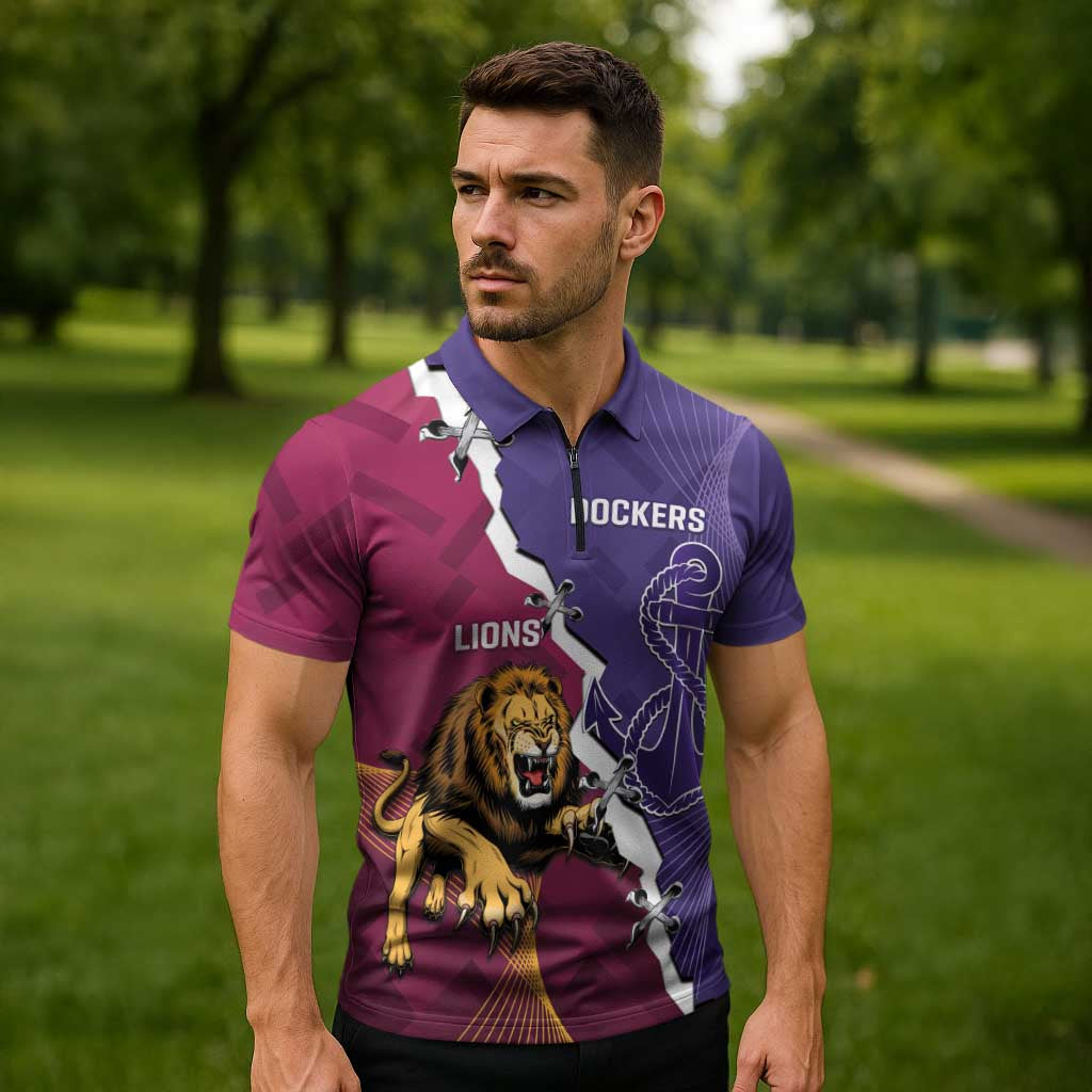 Dockers And Lions Football Custom Zipper Polo Shirt 2025 Sporty Dynamic Version - Aussie Hoodie