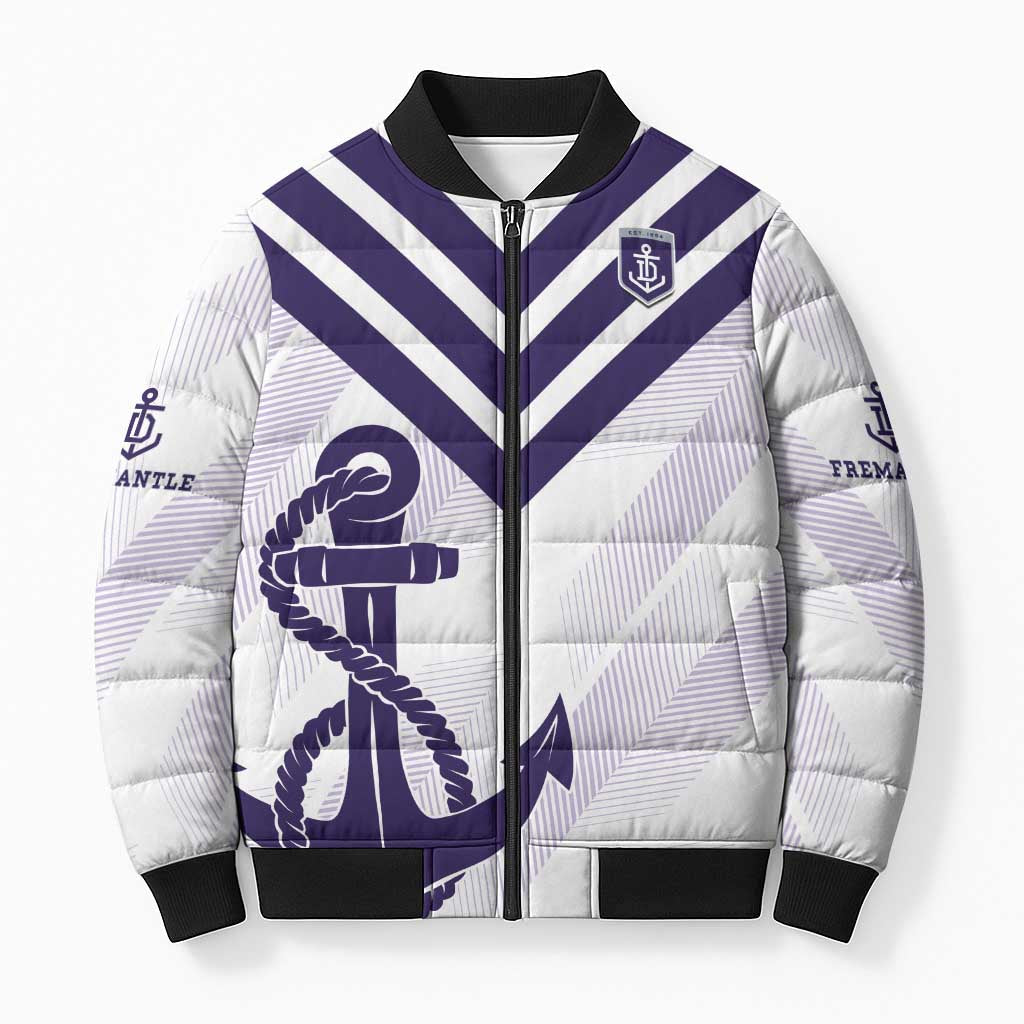 Dockers Football Custom Bomber Puffer Jacket Fremantle Anchor Simple Style - Aussie Hoodie