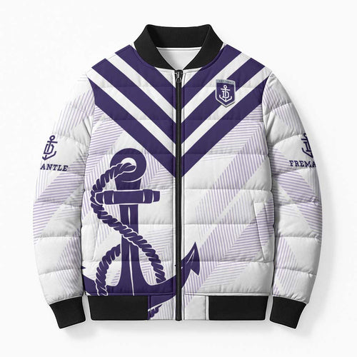 Dockers Football Custom Bomber Puffer Jacket Fremantle Anchor Simple Style - Aussie Hoodie