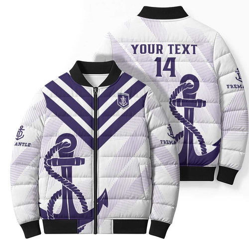 Dockers Football Custom Bomber Puffer Jacket Fremantle Anchor Simple Style - Aussie Hoodie