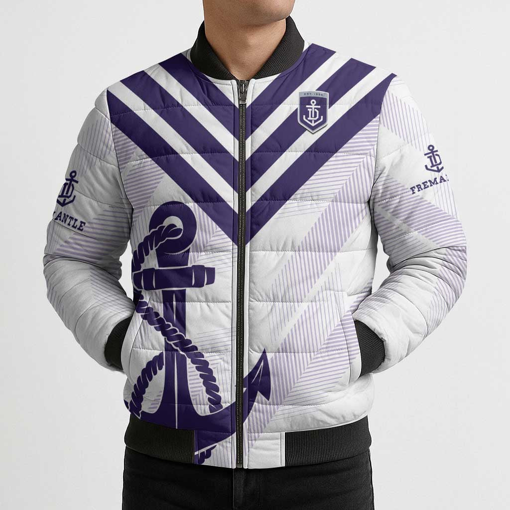 Dockers Football Custom Bomber Puffer Jacket Fremantle Anchor Simple Style - Aussie Hoodie