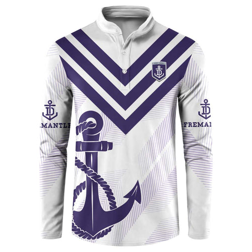 Dockers Football Custom Button Sweatshirt Fremantle Anchor Simple Style - Aussie Hoodie
