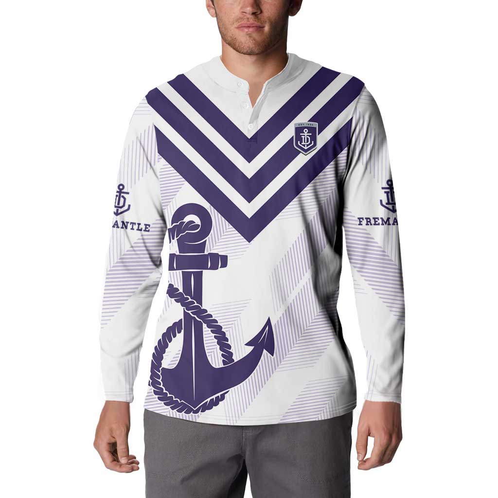 Dockers Football Custom Button Sweatshirt Fremantle Anchor Simple Style - Aussie Hoodie