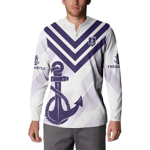 Dockers Football Custom Button Sweatshirt Fremantle Anchor Simple Style - Aussie Hoodie