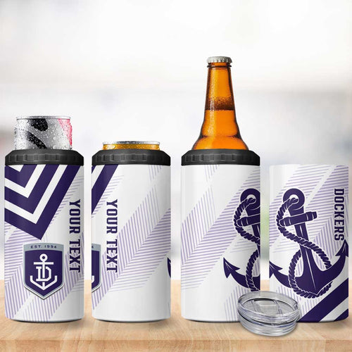 Dockers Football Custom 4 in 1 Can Cooler Tumbler Fremantle Anchor Simple Style - Aussie Hoodie