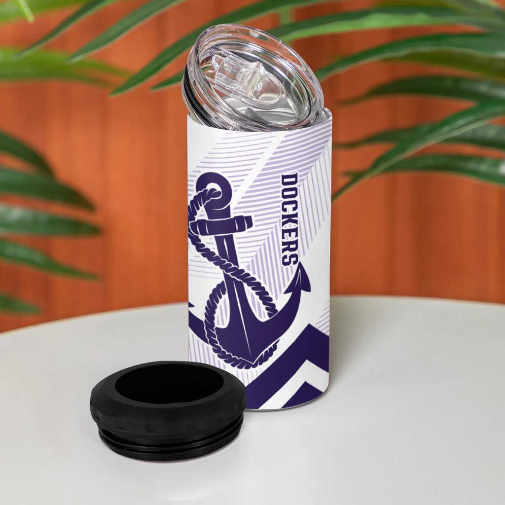 Dockers Football Custom 4 in 1 Can Cooler Tumbler Fremantle Anchor Simple Style - Aussie Hoodie