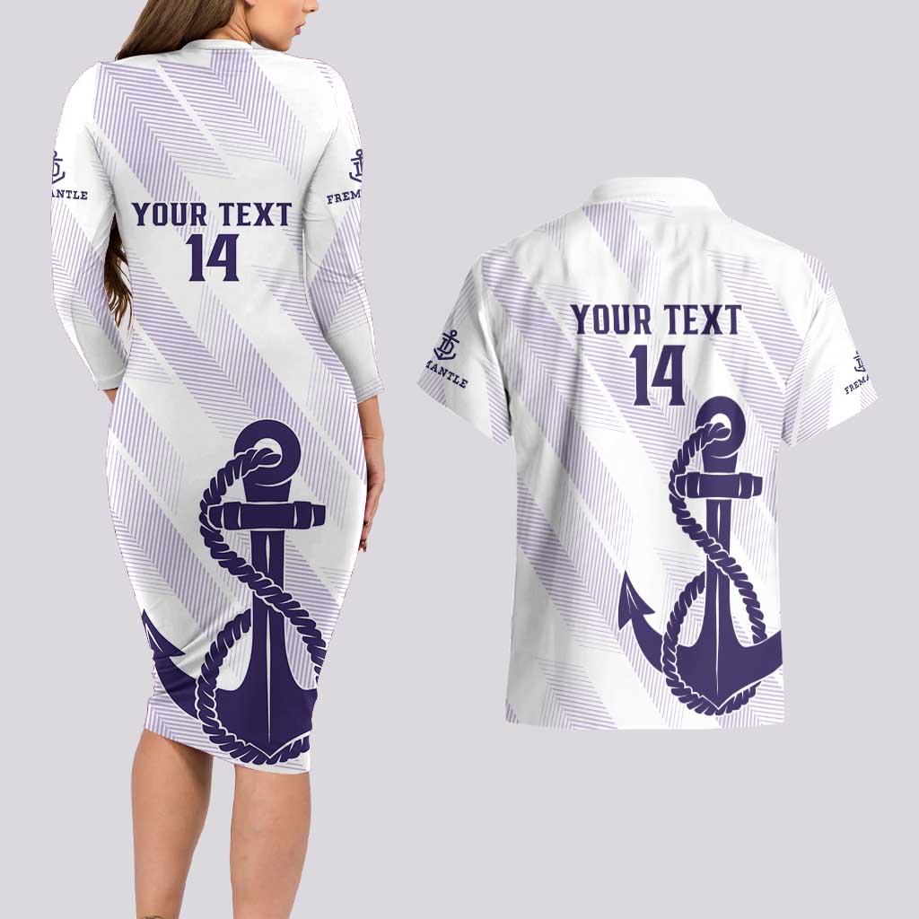 Dockers Football Custom Couples Matching Long Sleeve Bodycon Dress and Hawaiian Shirt Fremantle Anchor Simple Style - Aussie Hoodie