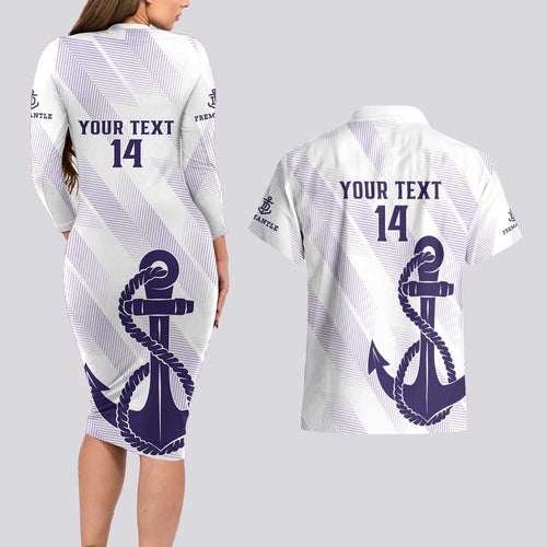 Dockers Football Custom Couples Matching Long Sleeve Bodycon Dress and Hawaiian Shirt Fremantle Anchor Simple Style - Aussie Hoodie