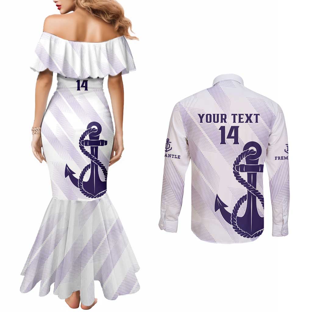 Dockers Football Custom Couples Matching Mermaid Dress and Long Sleeve Button Shirt Fremantle Anchor Simple Style - Aussie Hoodie