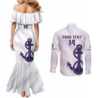 Dockers Football Custom Couples Matching Mermaid Dress and Long Sleeve Button Shirt Fremantle Anchor Simple Style - Aussie Hoodie