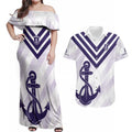 Dockers Football Custom Couples Matching Off Shoulder Maxi Dress and Hawaiian Shirt Fremantle Anchor Simple Style - Aussie Hoodie