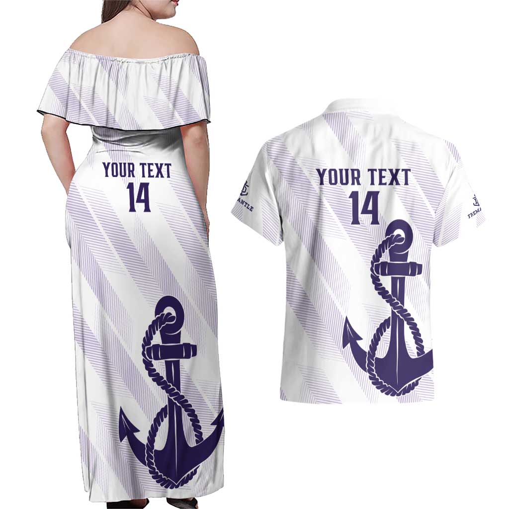 Dockers Football Custom Couples Matching Off Shoulder Maxi Dress and Hawaiian Shirt Fremantle Anchor Simple Style - Aussie Hoodie