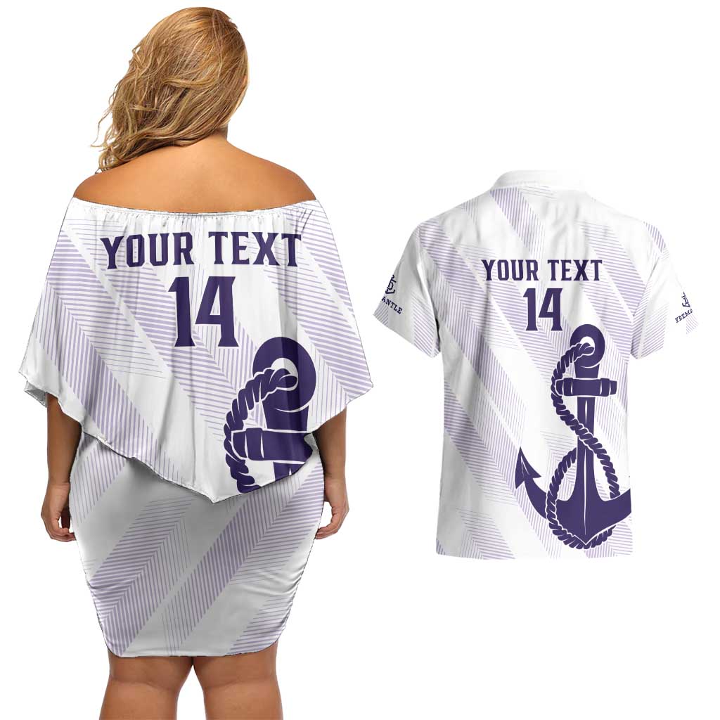 Dockers Football Custom Couples Matching Off Shoulder Short Dress and Hawaiian Shirt Fremantle Anchor Simple Style - Aussie Hoodie