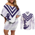 Dockers Football Custom Couples Matching Off Shoulder Short Dress and Long Sleeve Button Shirt Fremantle Anchor Simple Style - Aussie Hoodie