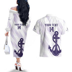 Dockers Football Custom Couples Matching Off The Shoulder Long Sleeve Dress and Hawaiian Shirt Fremantle Anchor Simple Style - Aussie Hoodie