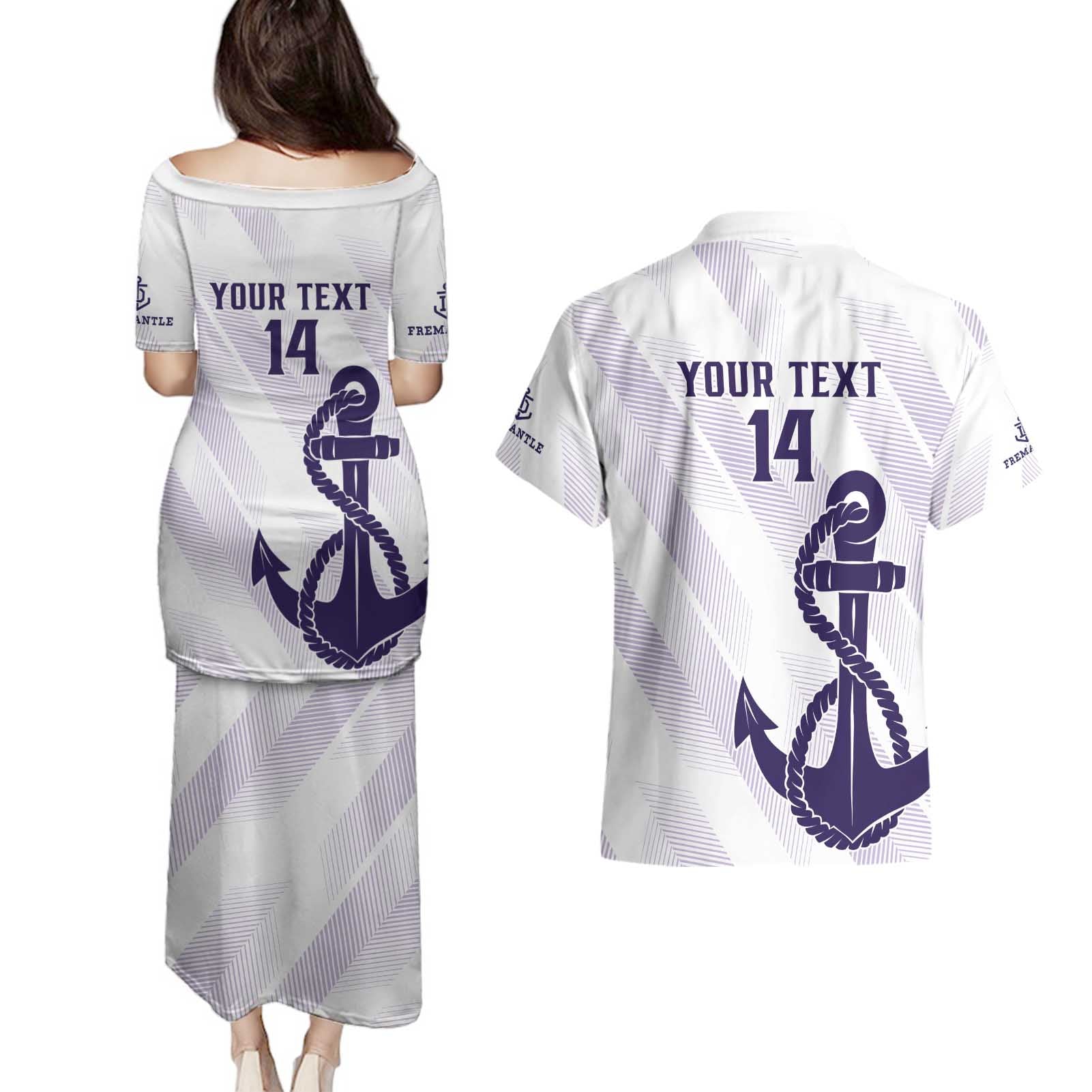 Dockers Football Custom Couples Matching Puletasi and Hawaiian Shirt Fremantle Anchor Simple Style - Aussie Hoodie
