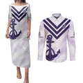 Dockers Football Custom Couples Matching Puletasi and Long Sleeve Button Shirt Fremantle Anchor Simple Style - Aussie Hoodie