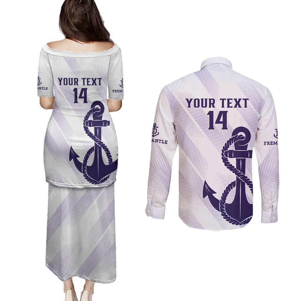 Dockers Football Custom Couples Matching Puletasi and Long Sleeve Button Shirt Fremantle Anchor Simple Style - Aussie Hoodie