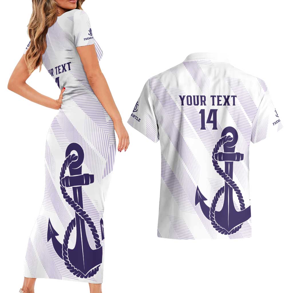 Dockers Football Custom Couples Matching Short Sleeve Bodycon Dress and Hawaiian Shirt Fremantle Anchor Simple Style - Aussie Hoodie