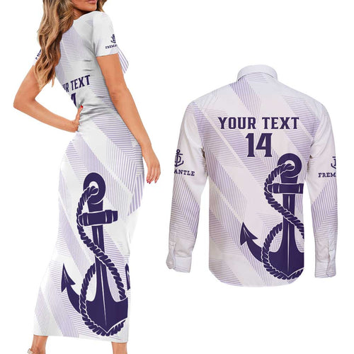 Dockers Football Custom Couples Matching Short Sleeve Bodycon Dress and Long Sleeve Button Shirt Fremantle Anchor Simple Style - Aussie Hoodie