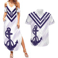 Dockers Football Custom Couples Matching Summer Maxi Dress and Hawaiian Shirt Fremantle Anchor Simple Style - Aussie Hoodie