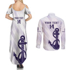 Dockers Football Custom Couples Matching Summer Maxi Dress and Long Sleeve Button Shirt Fremantle Anchor Simple Style - Aussie Hoodie