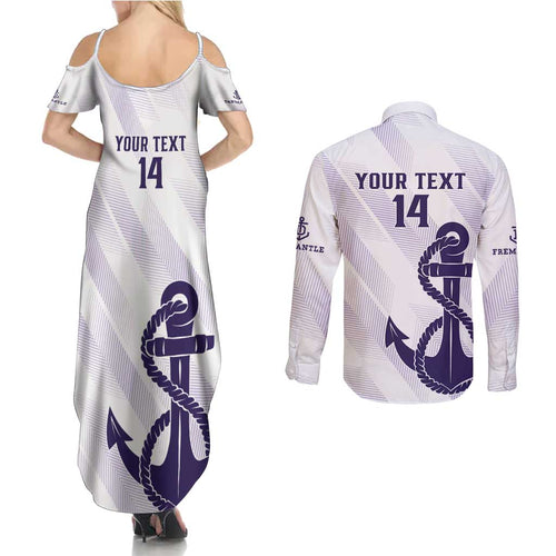 Dockers Football Custom Couples Matching Summer Maxi Dress and Long Sleeve Button Shirt Fremantle Anchor Simple Style - Aussie Hoodie