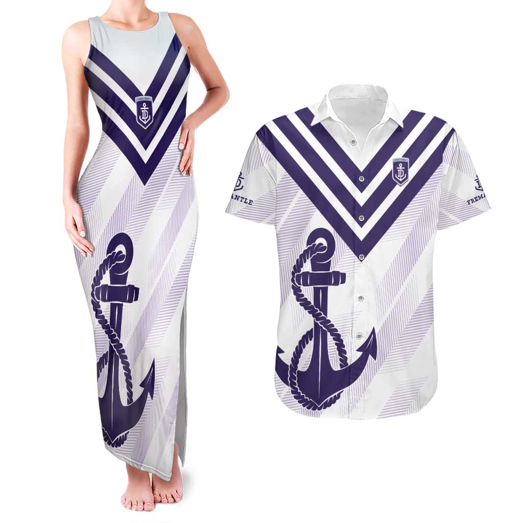 Dockers Football Custom Couples Matching Tank Maxi Dress and Hawaiian Shirt Fremantle Anchor Simple Style - Aussie Hoodie