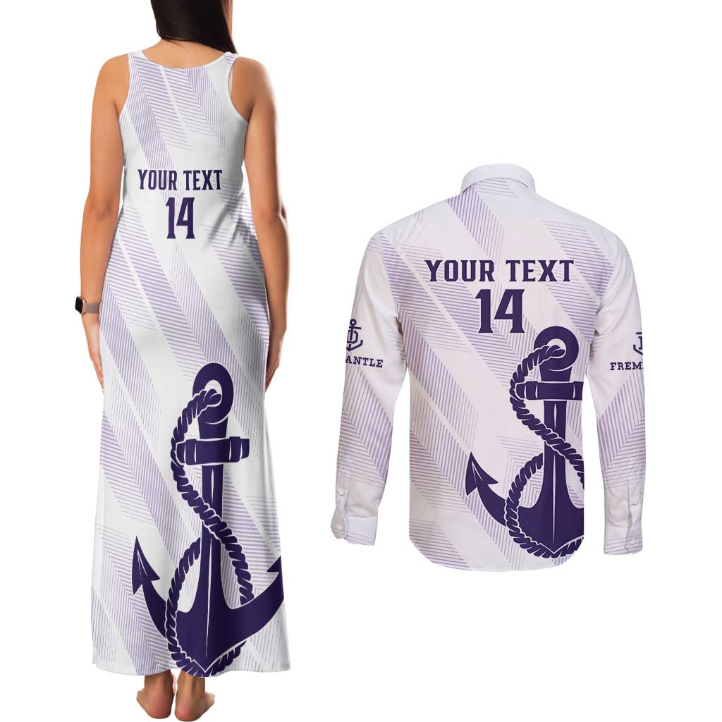 Dockers Football Custom Couples Matching Tank Maxi Dress and Long Sleeve Button Shirt Fremantle Anchor Simple Style - Aussie Hoodie
