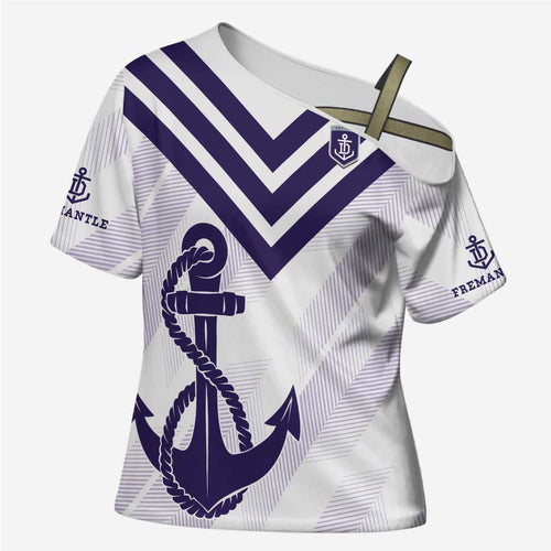 Dockers Football Custom Cross Shoulder Shirt Fremantle Anchor Simple Style - Aussie Hoodie