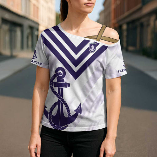 Dockers Football Custom Cross Shoulder Shirt Fremantle Anchor Simple Style - Aussie Hoodie