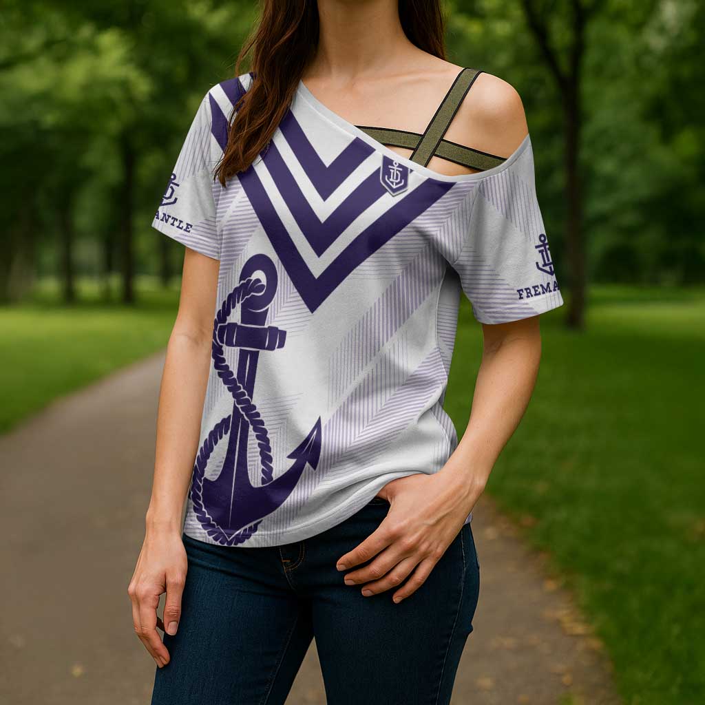 Dockers Football Custom Cross Shoulder Shirt Fremantle Anchor Simple Style - Aussie Hoodie