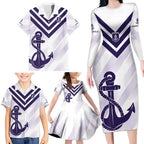 Dockers Football Custom Family Matching Long Sleeve Bodycon Dress and Hawaiian Shirt Fremantle Anchor Simple Style - Aussie Hoodie