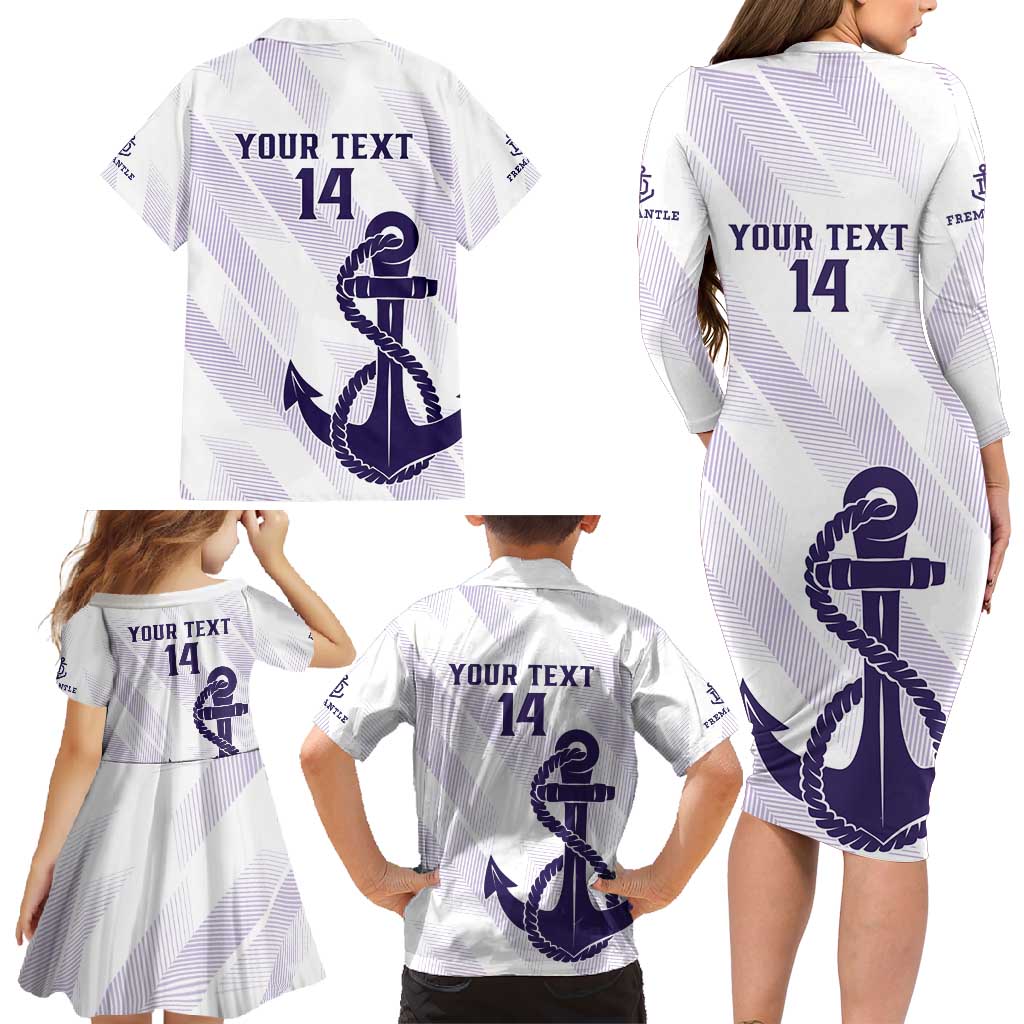 Dockers Football Custom Family Matching Long Sleeve Bodycon Dress and Hawaiian Shirt Fremantle Anchor Simple Style - Aussie Hoodie