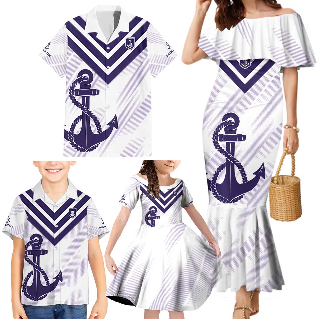 Dockers Football Custom Family Matching Mermaid Dress and Hawaiian Shirt Fremantle Anchor Simple Style - Aussie Hoodie