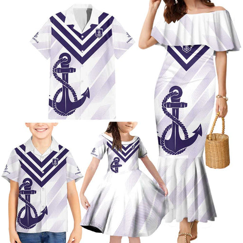 Dockers Football Custom Family Matching Mermaid Dress and Hawaiian Shirt Fremantle Anchor Simple Style - Aussie Hoodie