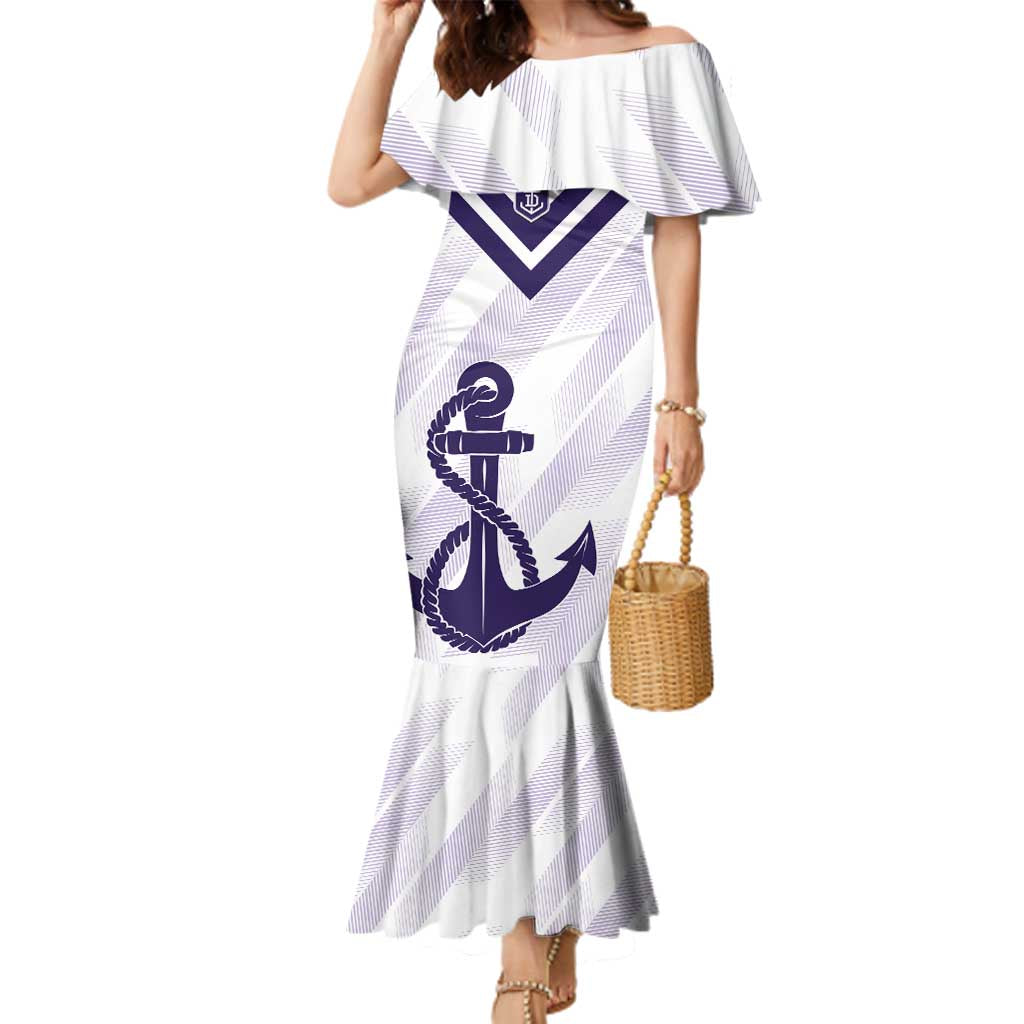 Dockers Football Custom Family Matching Mermaid Dress and Hawaiian Shirt Fremantle Anchor Simple Style - Aussie Hoodie