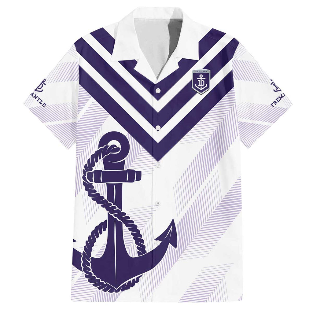 Dockers Football Custom Family Matching Off The Shoulder Long Sleeve Dress and Hawaiian Shirt Fremantle Anchor Simple Style - Aussie Hoodie