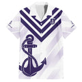 Dockers Football Custom Family Matching Off The Shoulder Long Sleeve Dress and Hawaiian Shirt Fremantle Anchor Simple Style - Aussie Hoodie