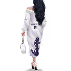 Dockers Football Custom Family Matching Off The Shoulder Long Sleeve Dress and Hawaiian Shirt Fremantle Anchor Simple Style - Aussie Hoodie