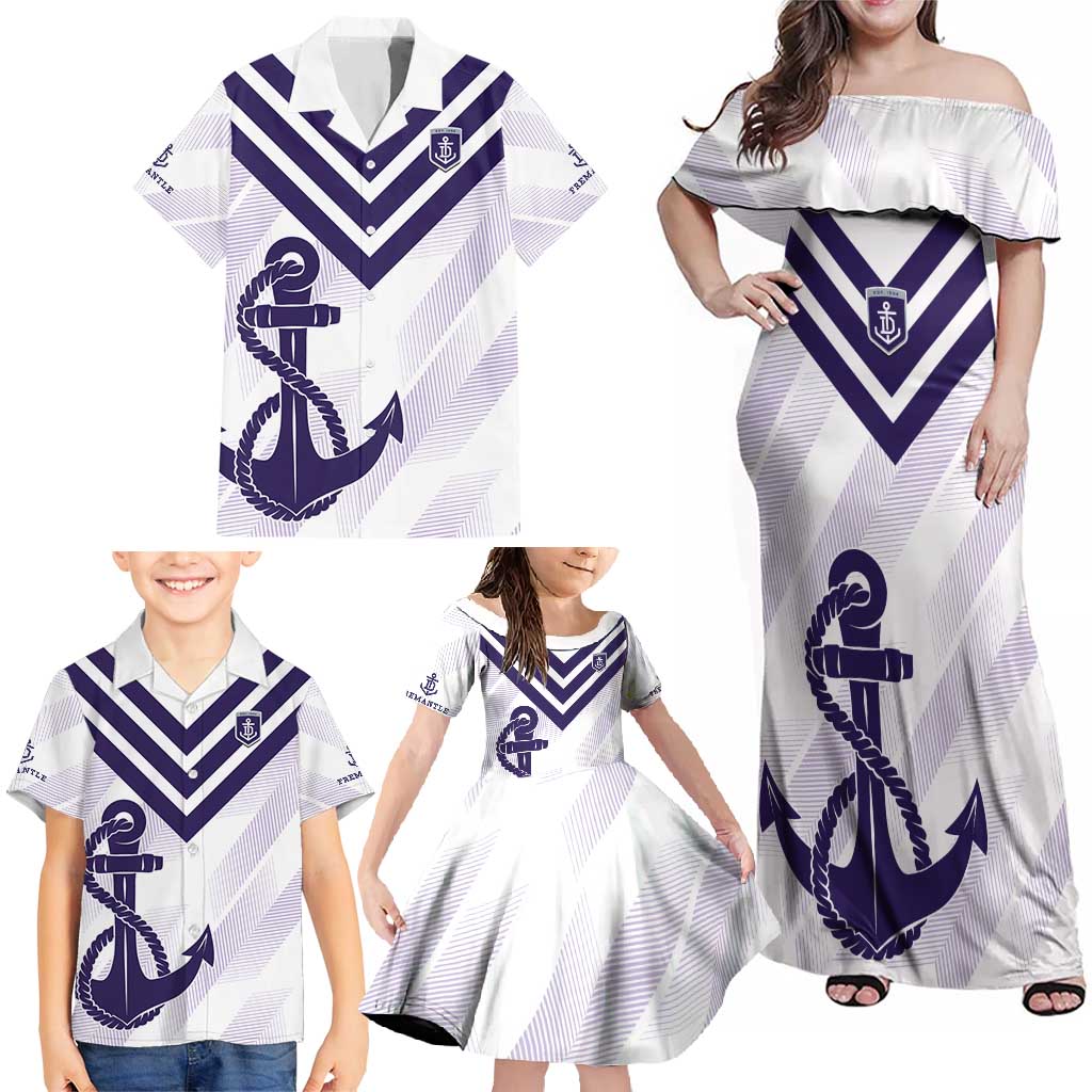 Dockers Football Custom Family Matching Off Shoulder Maxi Dress and Hawaiian Shirt Fremantle Anchor Simple Style - Aussie Hoodie