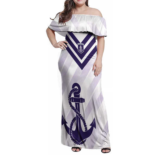 Dockers Football Custom Family Matching Off Shoulder Maxi Dress and Hawaiian Shirt Fremantle Anchor Simple Style - Aussie Hoodie