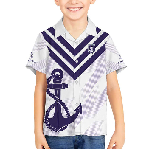 Dockers Football Custom Family Matching Off Shoulder Maxi Dress and Hawaiian Shirt Fremantle Anchor Simple Style - Aussie Hoodie