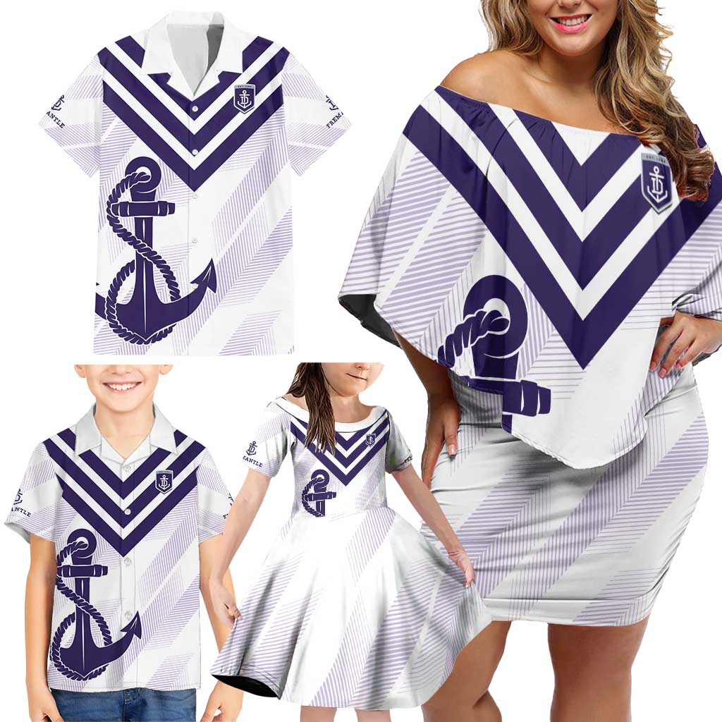 Dockers Football Custom Family Matching Off Shoulder Short Dress and Hawaiian Shirt Fremantle Anchor Simple Style - Aussie Hoodie