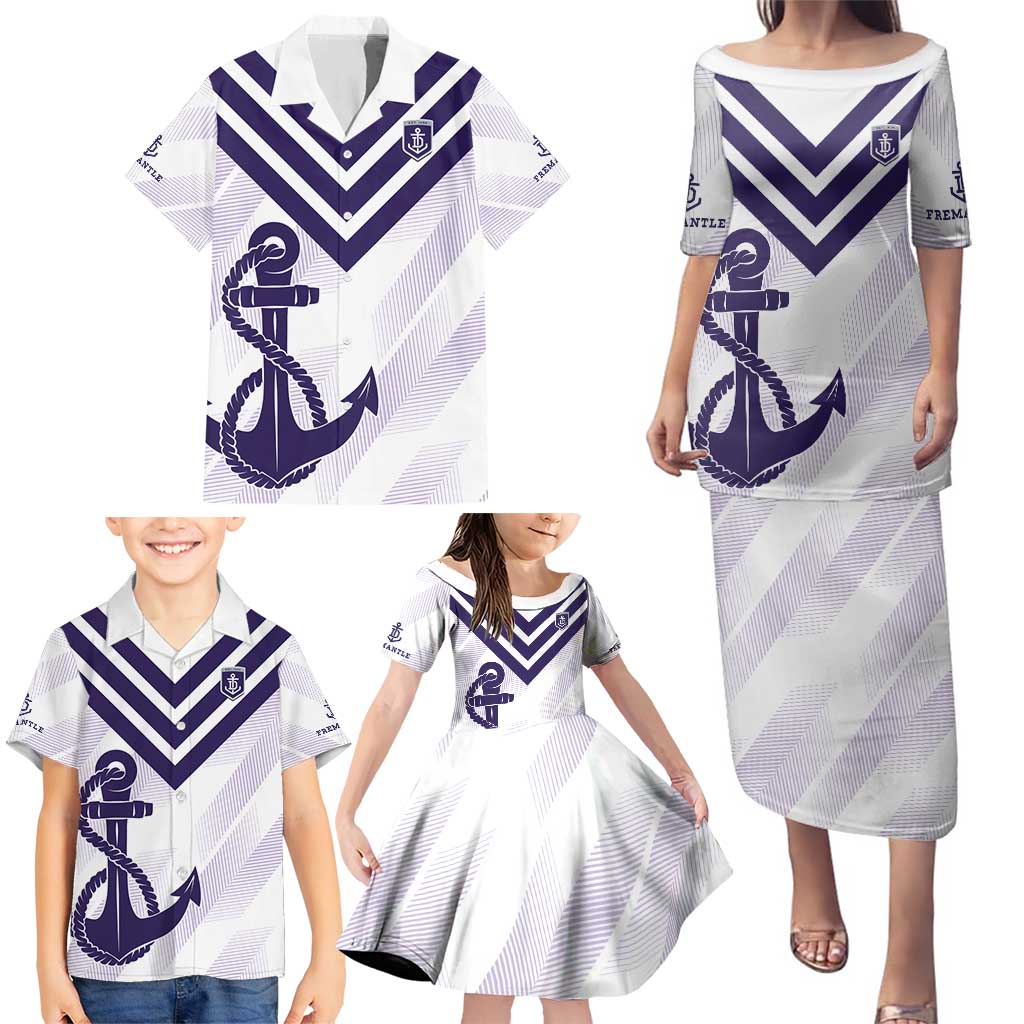 Dockers Football Custom Family Matching Puletasi and Hawaiian Shirt Fremantle Anchor Simple Style - Aussie Hoodie