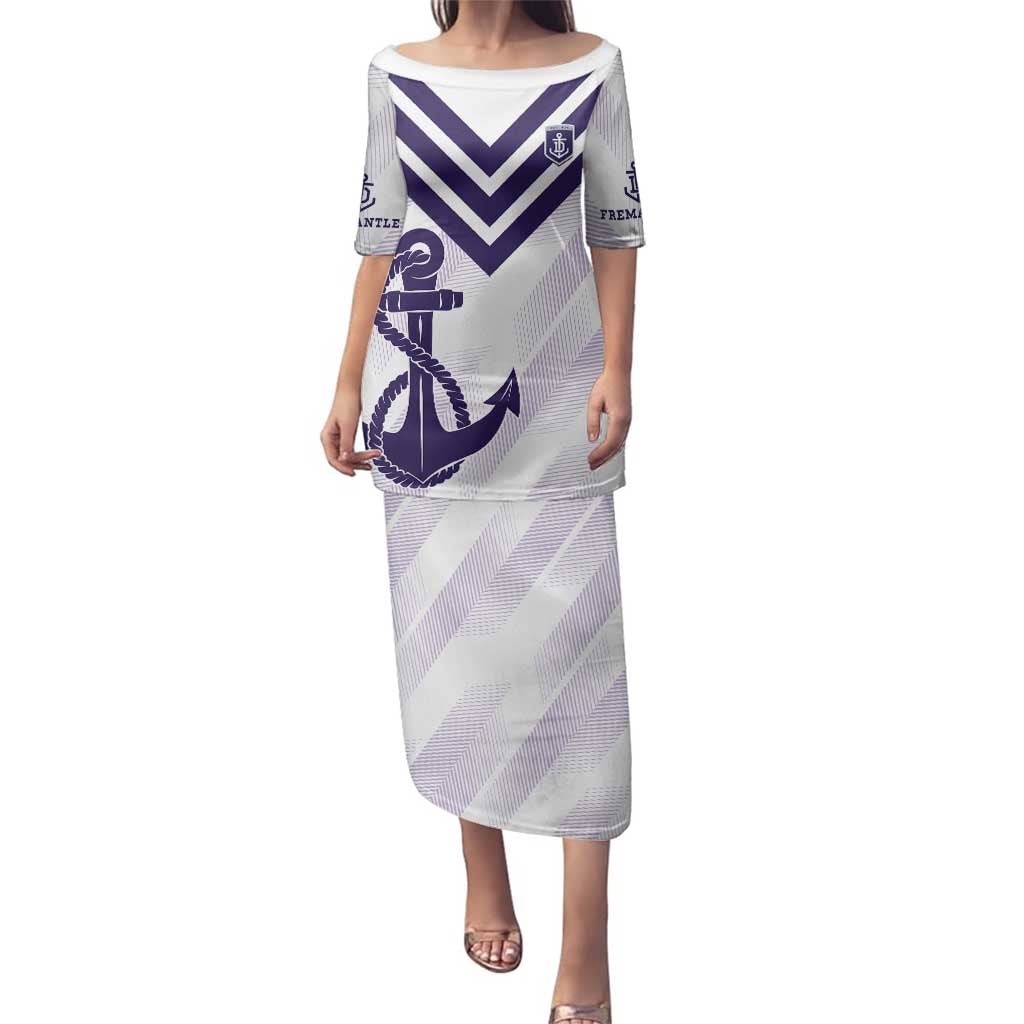 Dockers Football Custom Family Matching Puletasi and Hawaiian Shirt Fremantle Anchor Simple Style - Aussie Hoodie