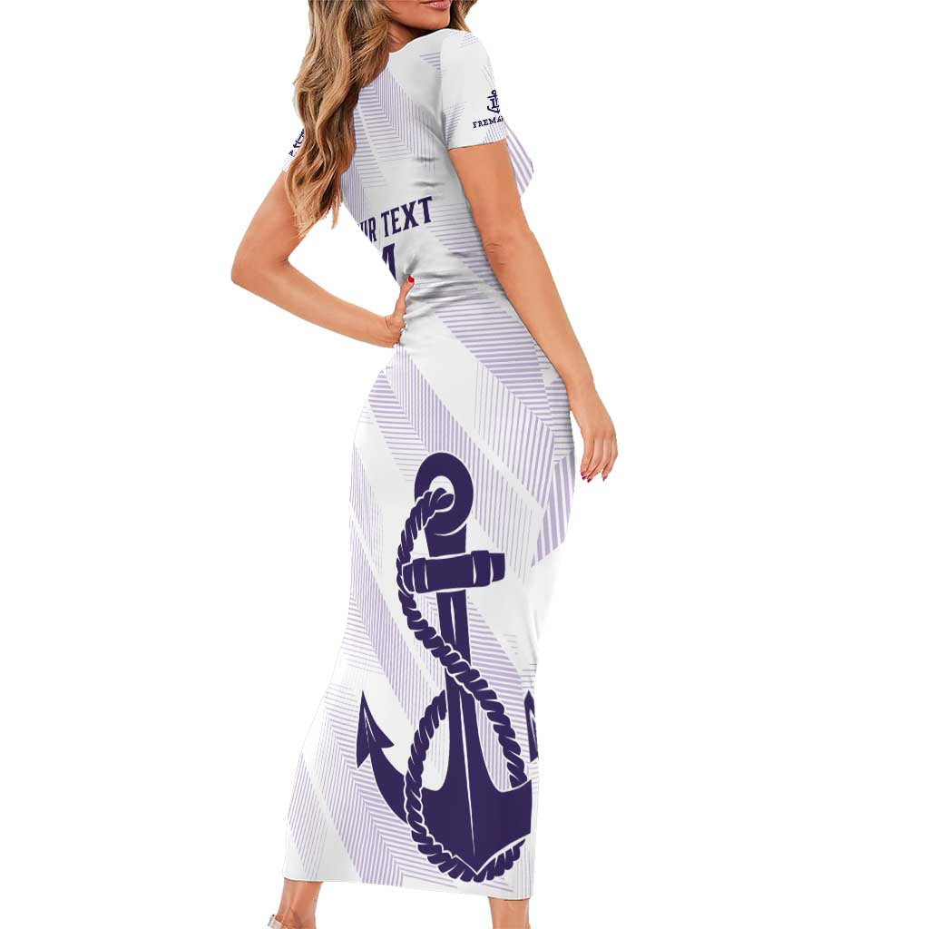 Dockers Football Custom Family Matching Short Sleeve Bodycon Dress and Hawaiian Shirt Fremantle Anchor Simple Style - Aussie Hoodie