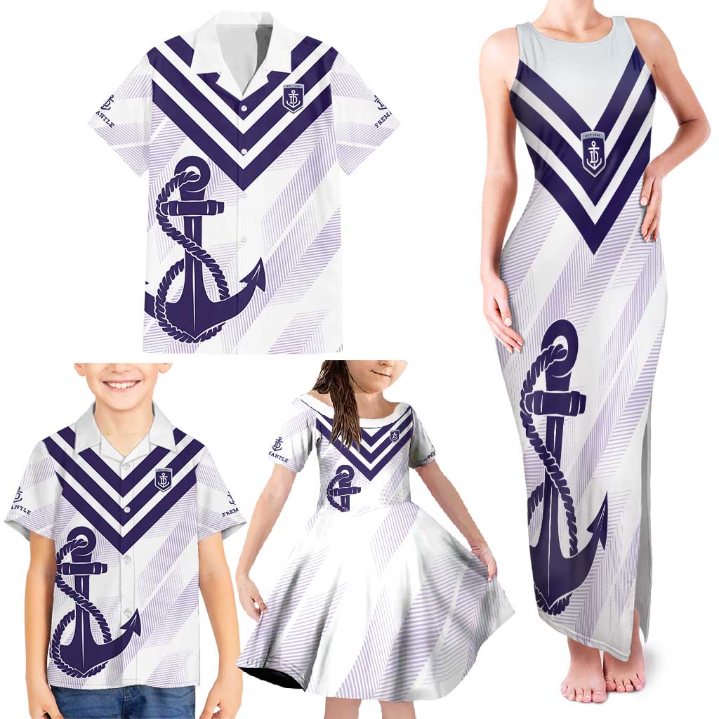 Dockers Football Custom Family Matching Tank Maxi Dress and Hawaiian Shirt Fremantle Anchor Simple Style - Aussie Hoodie